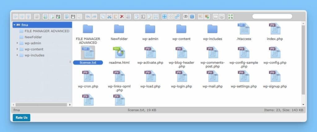 Advanced file manager screenshot